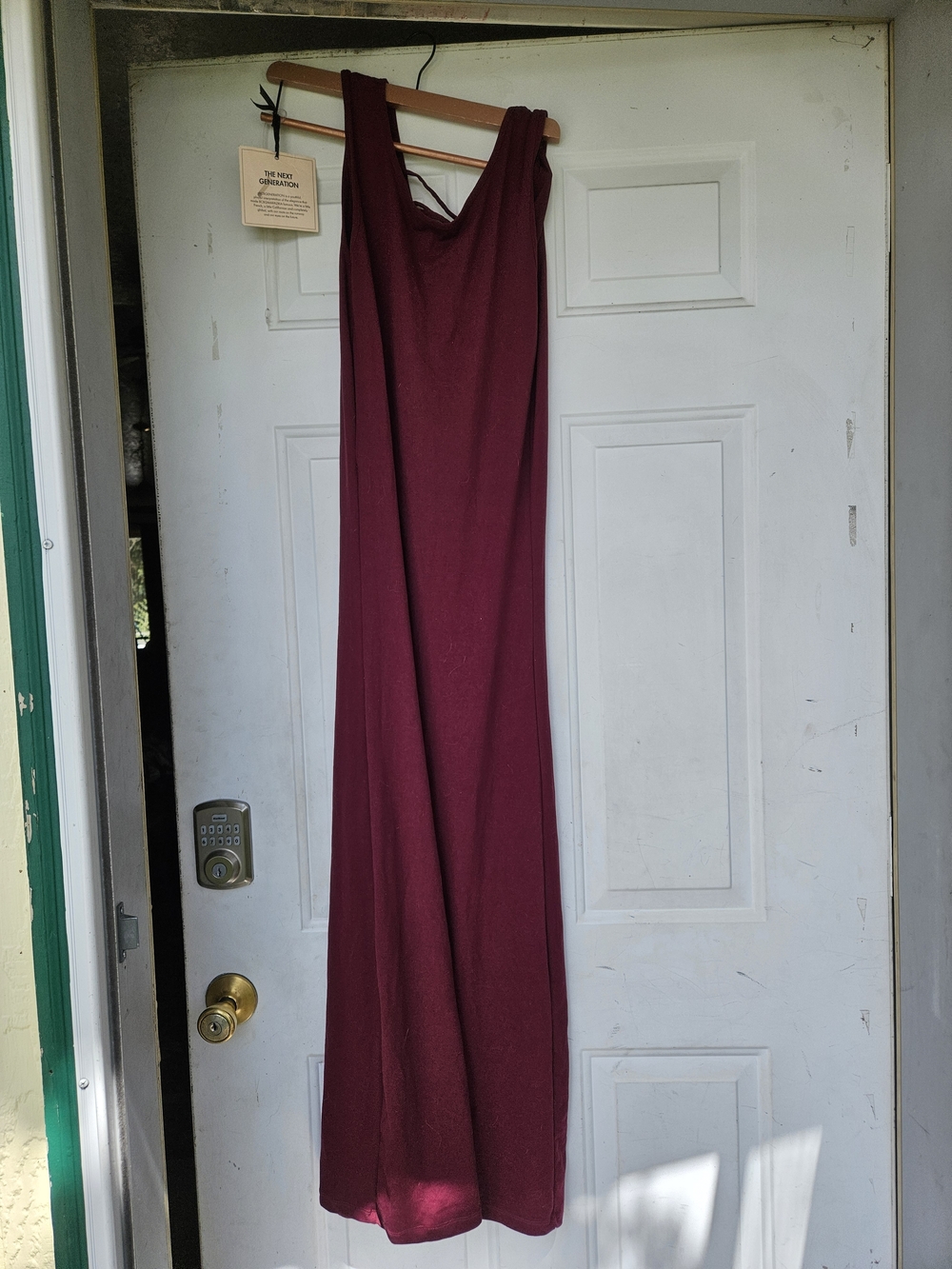 Women’s Maxi Dress — Burgundy Sleeveless V-Neck